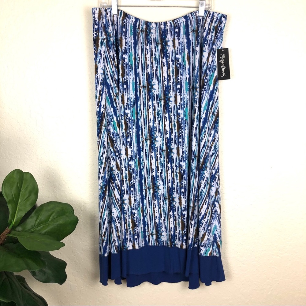 NWT Watercolor Striped Knit Maxi Skirt in Blues